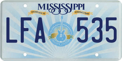 MS license plate LFA535