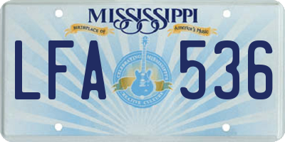 MS license plate LFA536