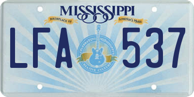 MS license plate LFA537