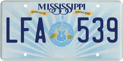 MS license plate LFA539