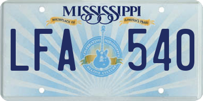 MS license plate LFA540