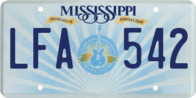 MS license plate LFA542
