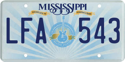 MS license plate LFA543
