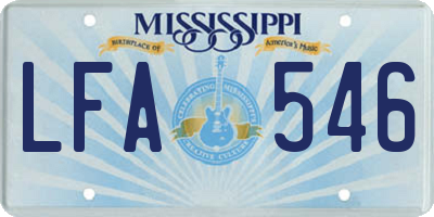 MS license plate LFA546