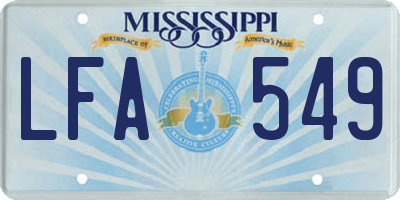MS license plate LFA549