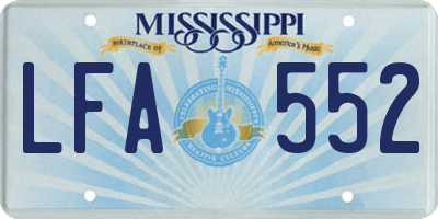 MS license plate LFA552