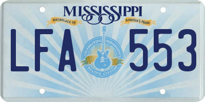 MS license plate LFA553