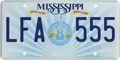 MS license plate LFA555