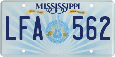 MS license plate LFA562