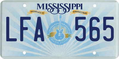 MS license plate LFA565