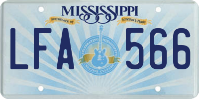 MS license plate LFA566