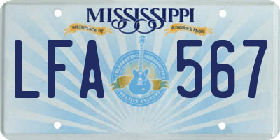 MS license plate LFA567