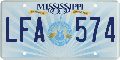 MS license plate LFA574