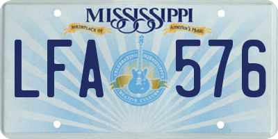 MS license plate LFA576