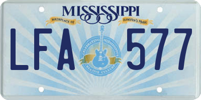 MS license plate LFA577