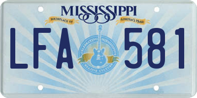 MS license plate LFA581