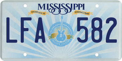 MS license plate LFA582