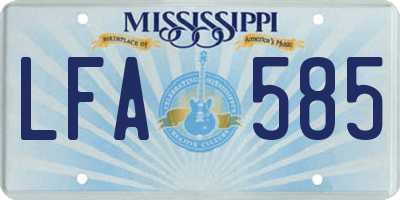 MS license plate LFA585