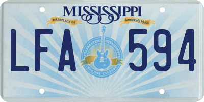 MS license plate LFA594
