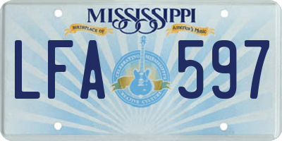 MS license plate LFA597