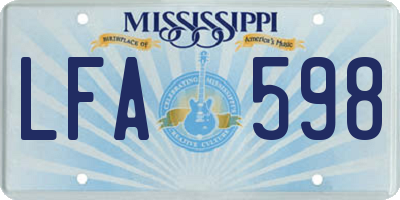MS license plate LFA598