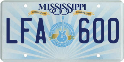 MS license plate LFA600