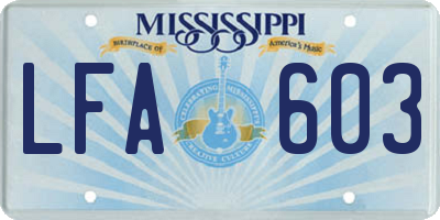 MS license plate LFA603