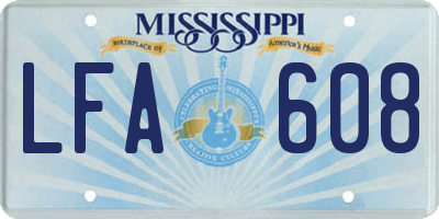 MS license plate LFA608