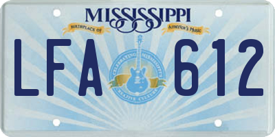 MS license plate LFA612