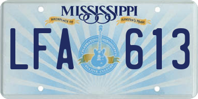 MS license plate LFA613