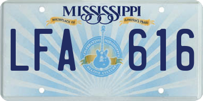 MS license plate LFA616