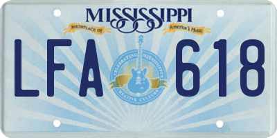 MS license plate LFA618