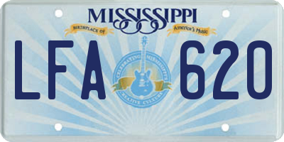 MS license plate LFA620