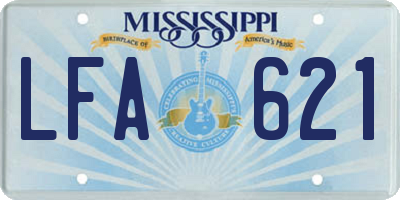MS license plate LFA621