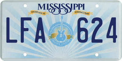 MS license plate LFA624