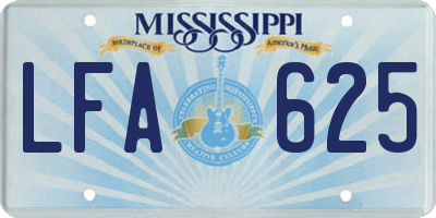 MS license plate LFA625