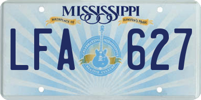 MS license plate LFA627