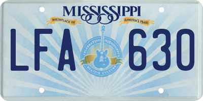 MS license plate LFA630