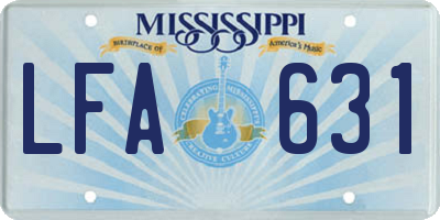 MS license plate LFA631
