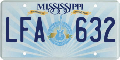 MS license plate LFA632