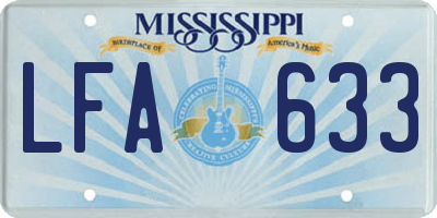 MS license plate LFA633