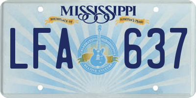 MS license plate LFA637