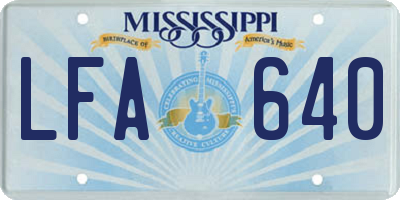 MS license plate LFA640