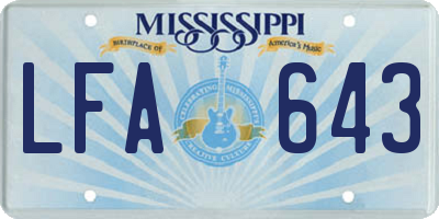 MS license plate LFA643