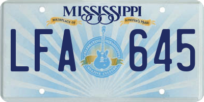MS license plate LFA645