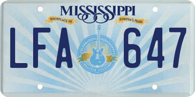 MS license plate LFA647