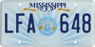 MS license plate LFA648