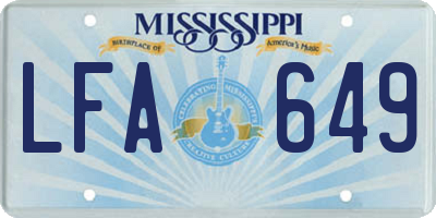 MS license plate LFA649