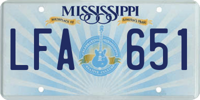 MS license plate LFA651