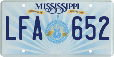MS license plate LFA652